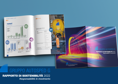 Copertina e pagine interne Rapporto di sostenibilità 2022 Gruppo Autosped G