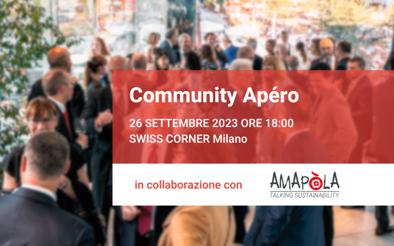 Il Locandina del Community Apéro di Swiss Chamber con la partecipazione di Amapola