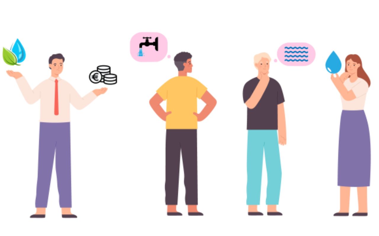 Cittadini alle prese con il servizio idrico - illustrazione